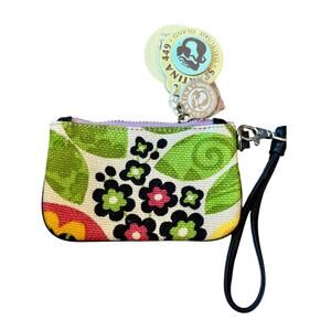 Spartina 449 NEW Floral Linen ID Card Holder Wristlet Coin Purse NWT